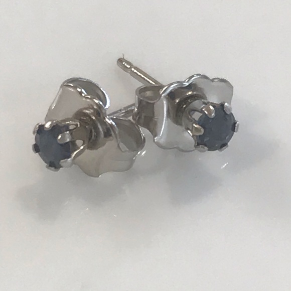 💙Genuine Sapphire 2.75 MM Surgical Steel Earrings - Picture 1 of 6